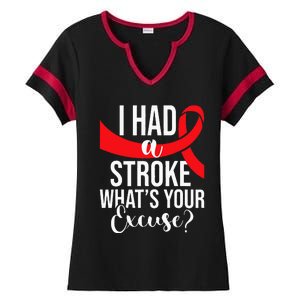 I Had A Stroke Stroke Survivor Red Awareness Ribbon Ladies Halftime Notch Neck Tee