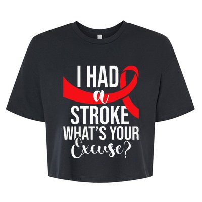 I Had A Stroke Stroke Survivor Red Awareness Ribbon Bella+Canvas Jersey Crop Tee