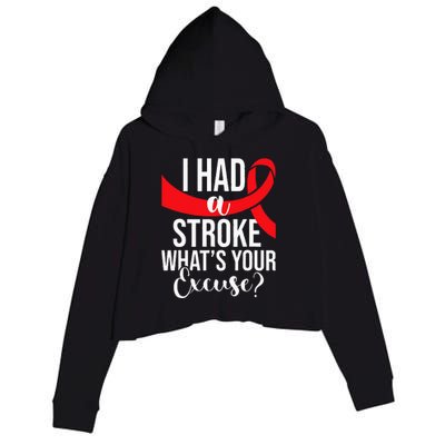 I Had A Stroke Stroke Survivor Red Awareness Ribbon Crop Fleece Hoodie