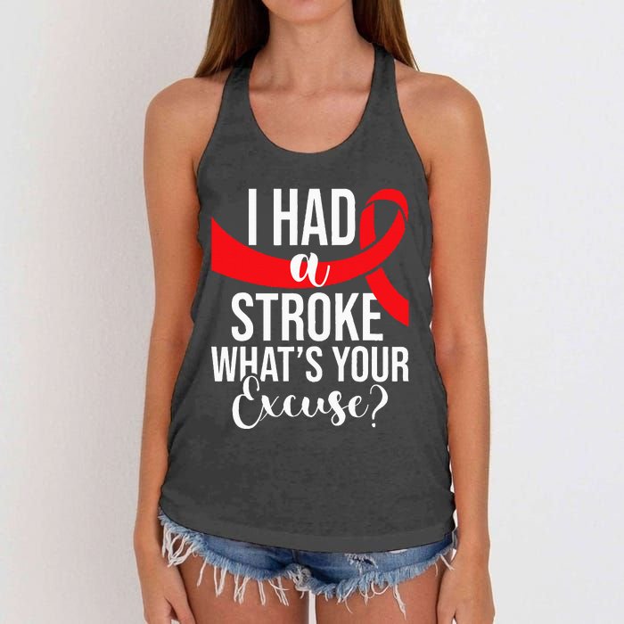 I Had A Stroke Stroke Survivor Red Awareness Ribbon Women's Knotted Racerback Tank