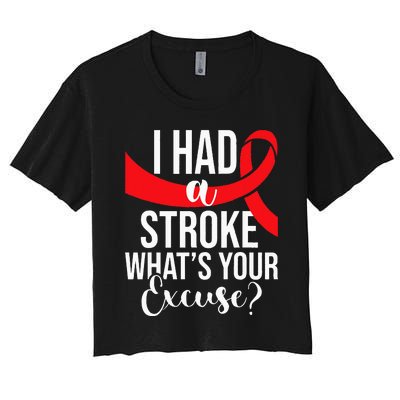 I Had A Stroke Stroke Survivor Red Awareness Ribbon Women's Crop Top Tee