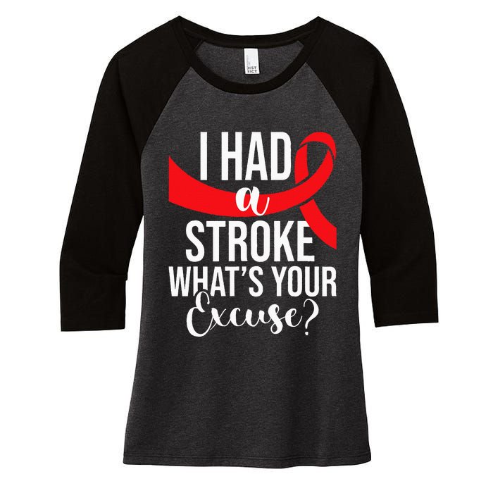 I Had A Stroke Stroke Survivor Red Awareness Ribbon Women's Tri-Blend 3/4-Sleeve Raglan Shirt