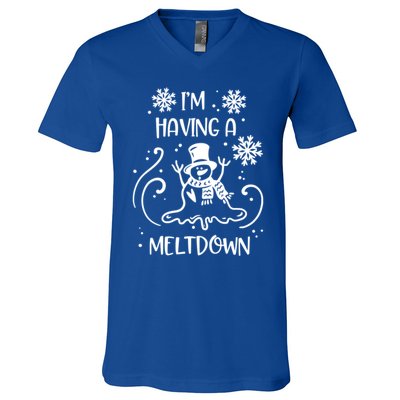 I'm Having A Meltdown Snow Snowmies Christmas Pun Funny Gift V-Neck T-Shirt