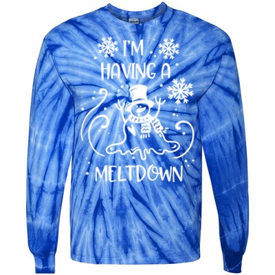 I'm Having A Meltdown Snow Snowmies Christmas Pun Funny Gift Tie-Dye Long Sleeve Shirt