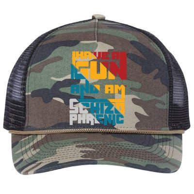 I Have A Gun And Am Schizophrenic Retro Rope Trucker Hat Cap