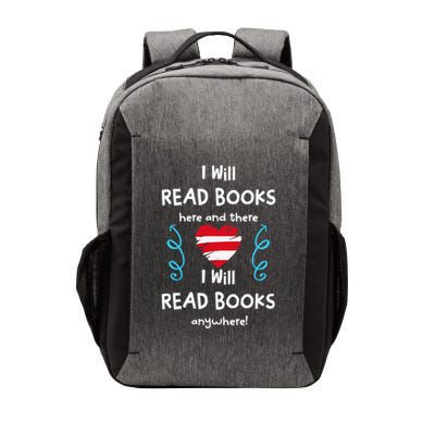 I Heart Books I Will Read Books Here And There Red White Cat Vector Backpack