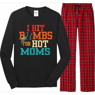 I Hit Bombs For Hot Moms Baseball Long Sleeve Pajama Set