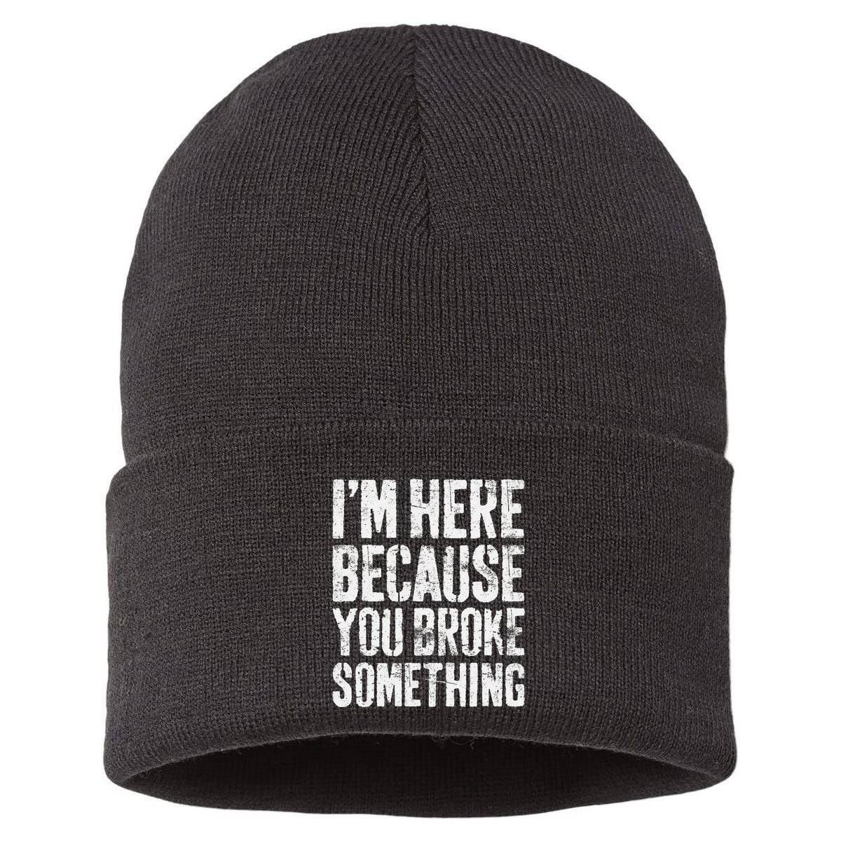IM Here Because You Broke Something Mechanic Sustainable Knit Beanie