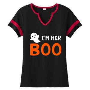 Im Her Boo Im His Witch Meaningful Gift Halloween Costume Couples Gift Ladies Halftime Notch Neck Tee