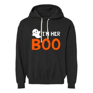 Im Her Boo Im His Witch Meaningful Gift Halloween Costume Couples Gift Garment-Dyed Fleece Hoodie