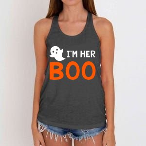 Im Her Boo Im His Witch Meaningful Gift Halloween Costume Couples Gift Women's Knotted Racerback Tank