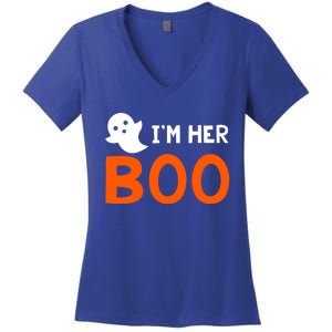 Im Her Boo Im His Witch Meaningful Gift Halloween Costume Couples Gift Women's V-Neck T-Shirt