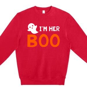 Im Her Boo Im His Witch Meaningful Gift Halloween Costume Couples Gift Premium Crewneck Sweatshirt