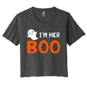 Im Her Boo Im His Witch Meaningful Gift Halloween Costume Couples Gift Women's Crop Top Tee