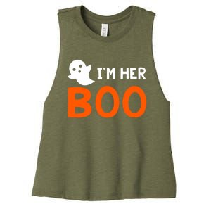 Im Her Boo Im His Witch Meaningful Gift Halloween Costume Couples Gift Women's Racerback Cropped Tank