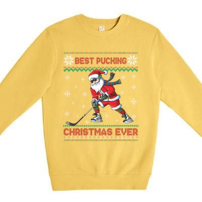 Ice Hocky Best Pucking Christmas Ever Premium Crewneck Sweatshirt