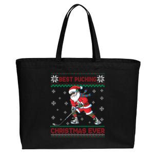 Ice Hocky Best Pucking Christmas Ever Cotton Canvas Jumbo Tote