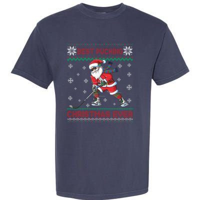 Ice Hocky Best Pucking Christmas Ever Garment-Dyed Heavyweight T-Shirt