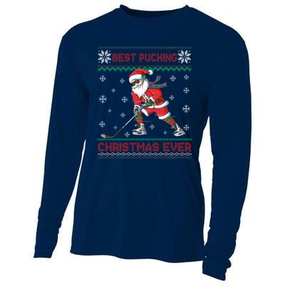 Ice Hocky Best Pucking Christmas Ever Cooling Performance Long Sleeve Crew