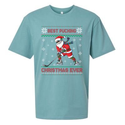 Ice Hocky Best Pucking Christmas Ever Sueded Cloud Jersey T-Shirt