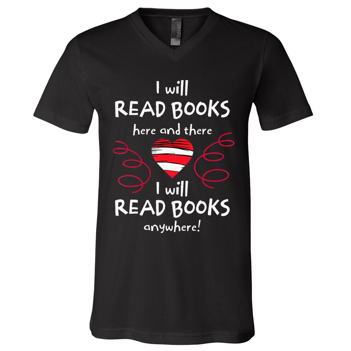 I Heart Books. Book Lovers. Readers. Read More Books. V-Neck T-Shirt