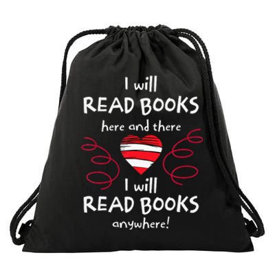 I Heart Books. Book Lovers. Readers. Read More Books. Drawstring Bag