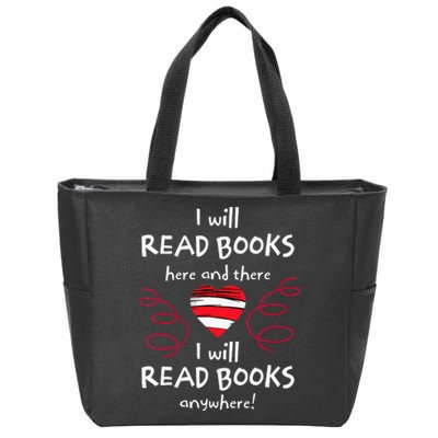 I Heart Books. Book Lovers. Readers. Read More Books. Zip Tote Bag