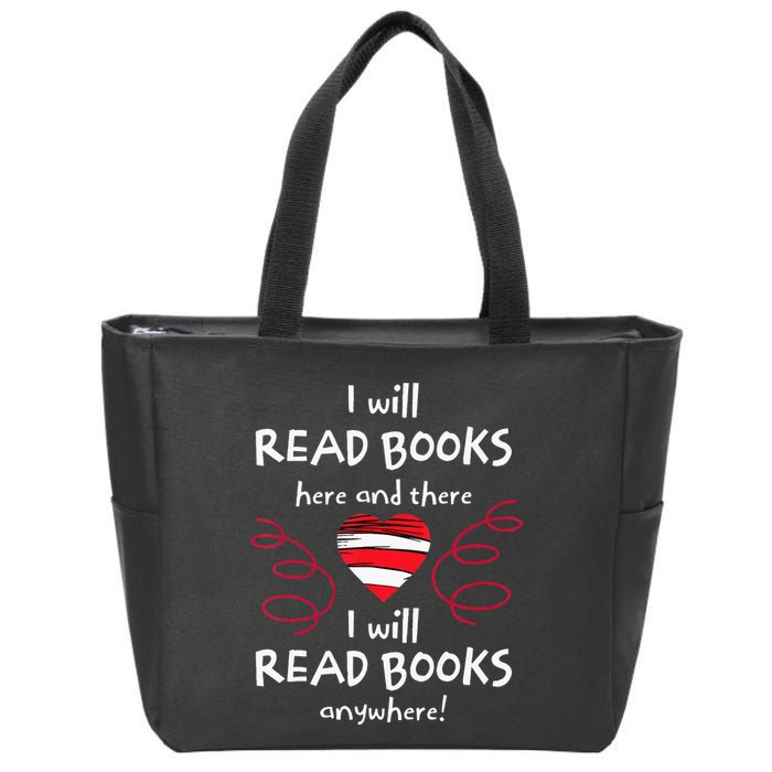 I Heart Books. Book Lovers. Readers. Read More Books. Zip Tote Bag