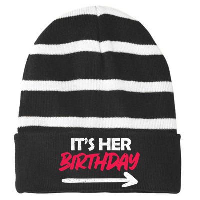 Its Her Birthday Striped Beanie with Solid Band