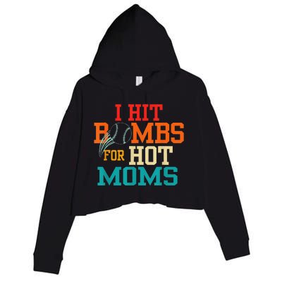 I Hit Bombs For Hot Moms (Baseball) Crop Fleece Hoodie