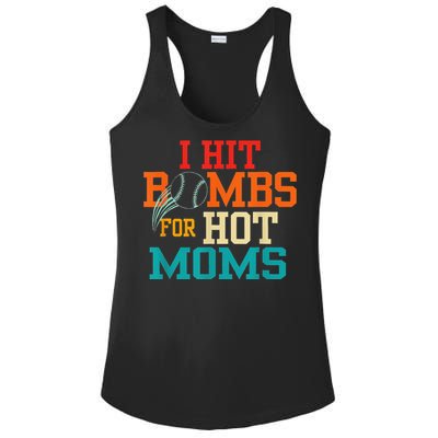 I Hit Bombs For Hot Moms (Baseball) Ladies PosiCharge Competitor Racerback Tank