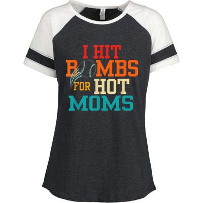 I Hit Bombs For Hot Moms (Baseball) Enza Ladies Jersey Colorblock Tee