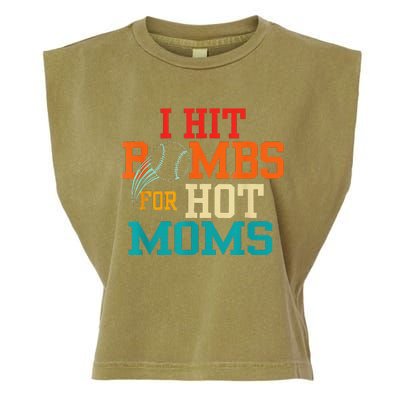 I Hit Bombs For Hot Moms (Baseball) Garment-Dyed Women's Muscle Tee