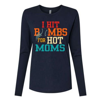 I Hit Bombs For Hot Moms (Baseball) Womens Cotton Relaxed Long Sleeve T-Shirt