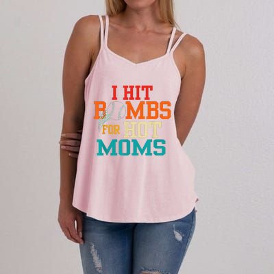 I Hit Bombs For Hot Moms (Baseball) Women's Strappy Tank