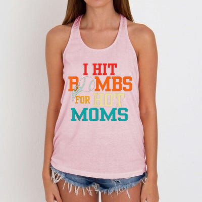 I Hit Bombs For Hot Moms (Baseball) Women's Knotted Racerback Tank