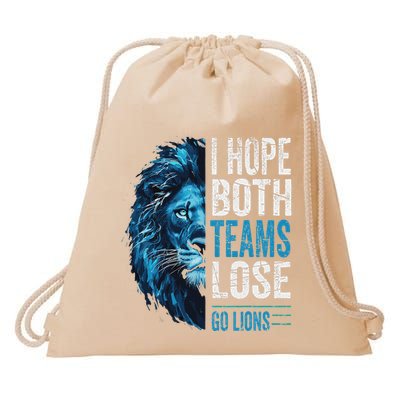 I Hope Both Teams Lose Go Lion Drawstring Bag