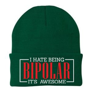 I Hate Being Bipolar It's Awesome Funny Bipolar Awareness Gift Knit Cap Winter Beanie