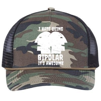 I Hate Being Bipolar It's Awesome I Funny Gift Humor Gift Retro Rope Trucker Hat Cap