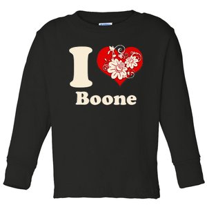 I Heart Boone North Carolina Floral Toddler Long Sleeve Shirt