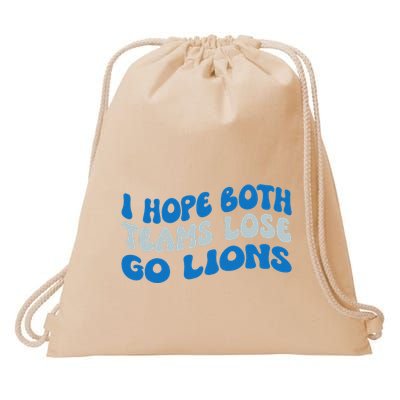 I Hope Both Teams Lose Go Lion Drawstring Bag