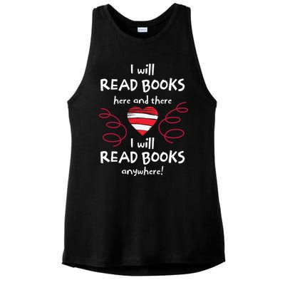 I Heart Books. Book Lovers. Readers. Read More Books Reading Lovers Ladies PosiCharge Tri-Blend Wicking Tank