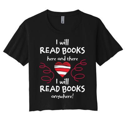 I Heart Books. Book Lovers. Readers. Read More Books Reading Lovers Women's Crop Top Tee