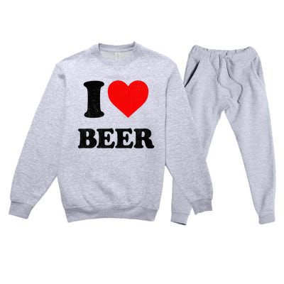 I Heart Beer For Beer Drinker I Love Beer Premium Crewneck Sweatsuit Set