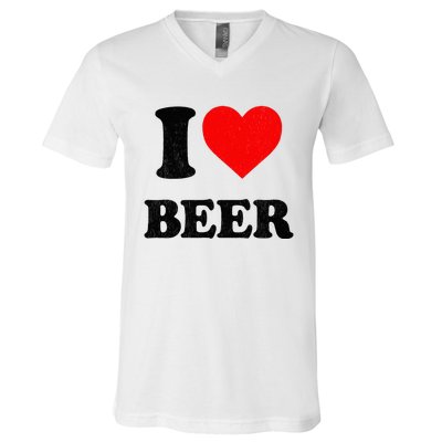 I Heart Beer For Beer Drinker I Love Beer V-Neck T-Shirt