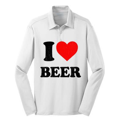 I Heart Beer For Beer Drinker I Love Beer Silk Touch Performance Long Sleeve Polo