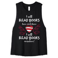 I Heart Books. Book Lovers. Readers. Read More Books. Women's Racerback Cropped Tank