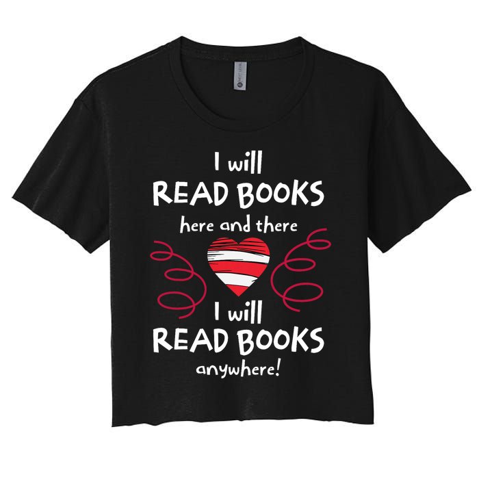 I Heart Books. Book Lovers. Readers. Read More Books. Women's Crop Top Tee