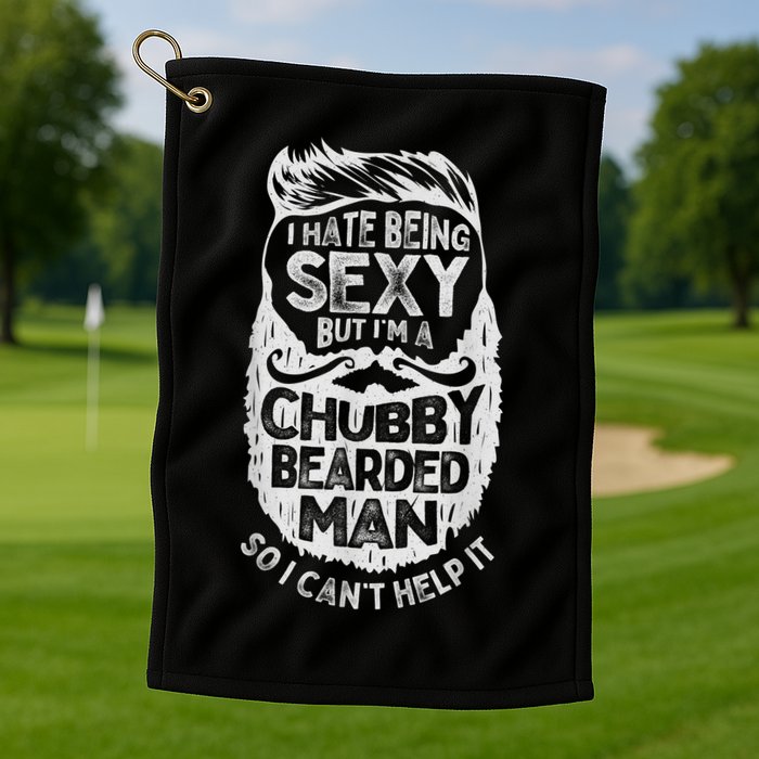I Hate Being Sexy But I'm A Chubby Bearded Man Funny Beard Golf Towel