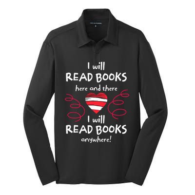 I Heart Books Book Lovers Readers Read More Books Silk Touch Performance Long Sleeve Polo